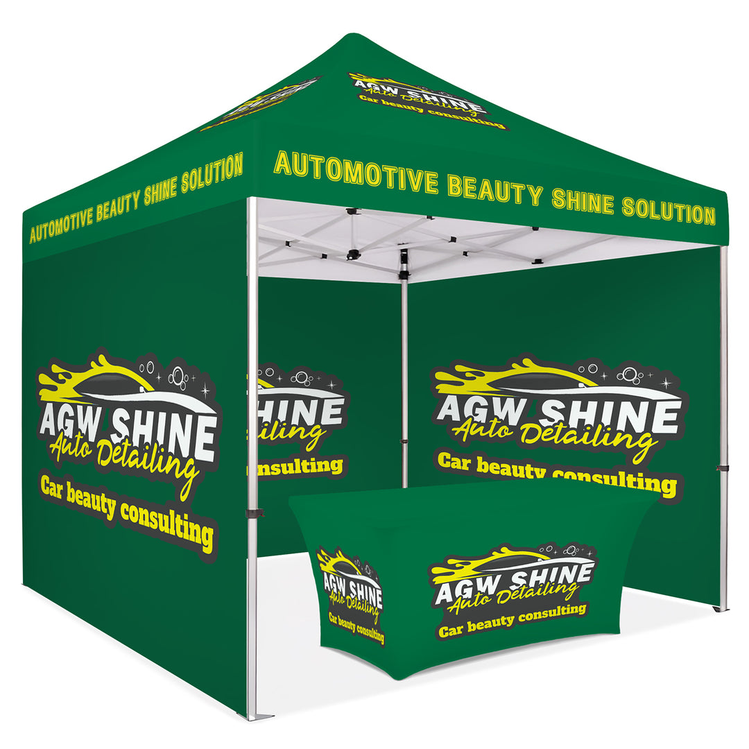 Custom Printed Canopy Tent with Three Back Walls & Table Cover