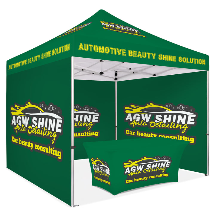 Custom Printed Canopy Tent with Three Back Walls & Table Cover