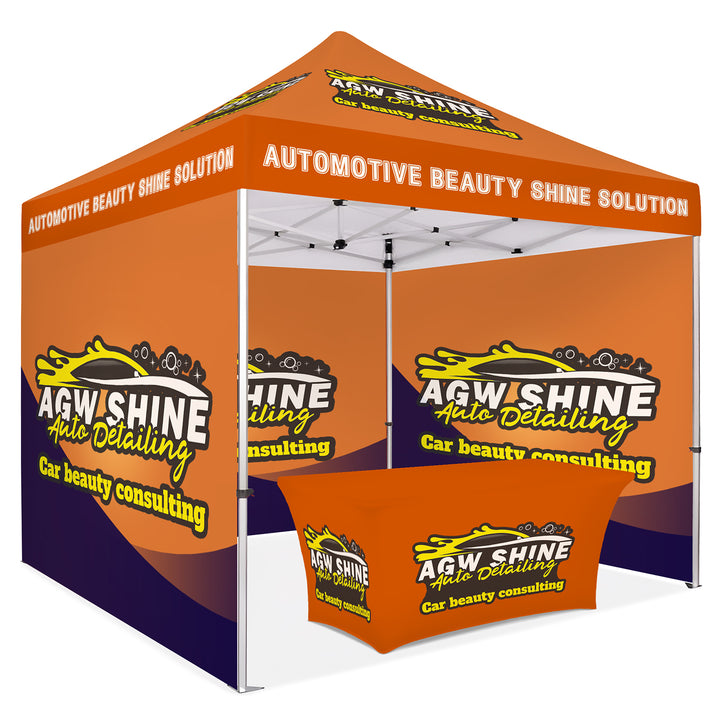 Custom Printed Canopy Tent with Three Back Walls & Table Cover