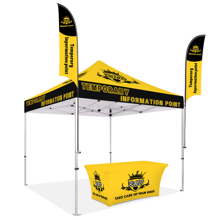 Custom Printed Canopy Tent with Feather Flags & Table Cover