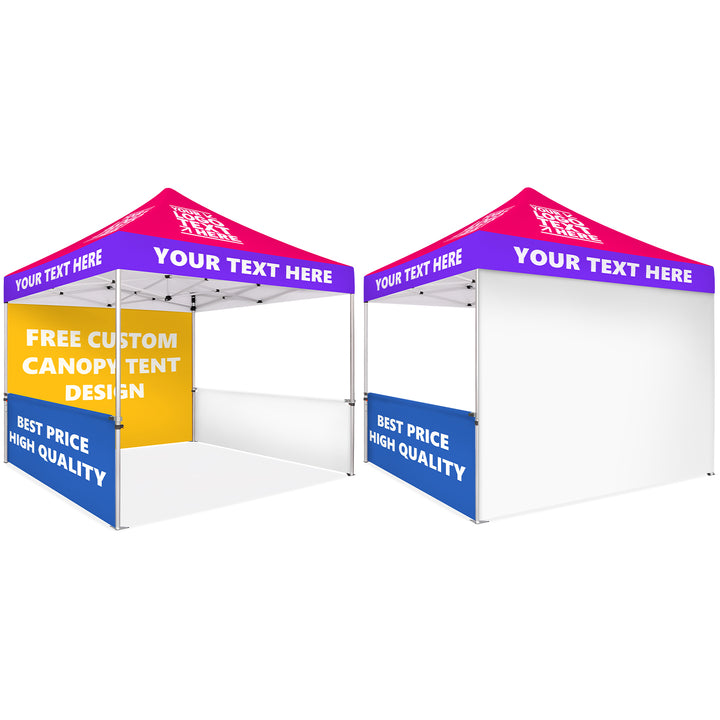 Custom Printed Canopy Tent with Full Back Wall & Half Side Walls
