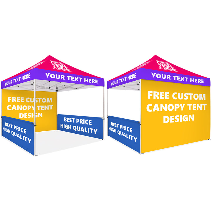 Custom Printed Canopy Tent with Full Back Wall & Half Side Walls
