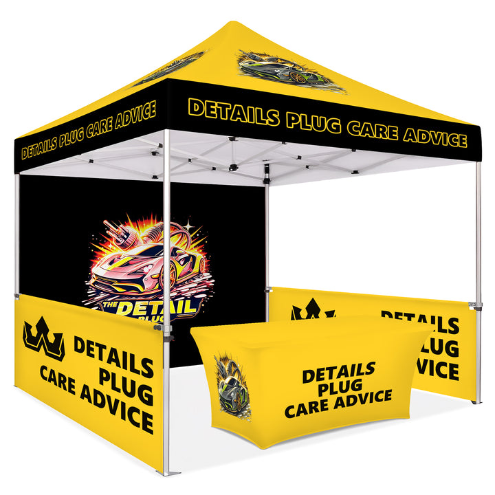 Custom Printed Canopy Tent with Full Back Wall, Half Side Walls & Table Cover