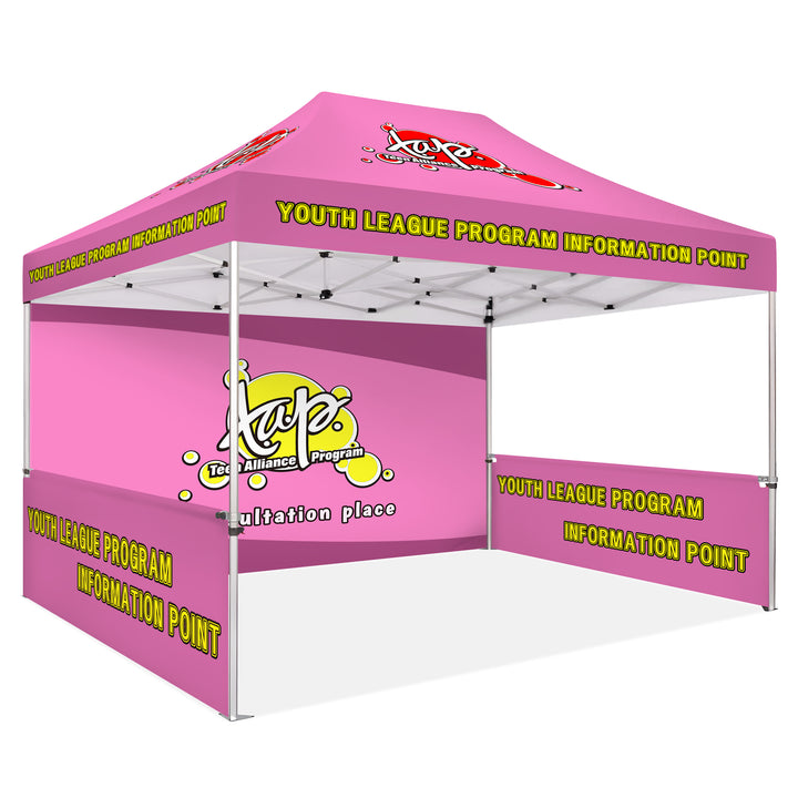 Custom Printed Canopy Tent with Full Back Wall & Half Side Walls