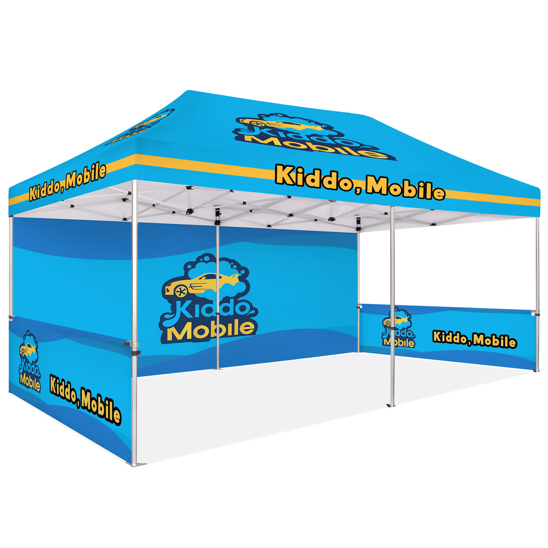 Custom Printed Canopy Tent with Full Back Wall & Half Side Walls