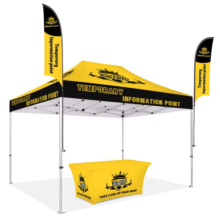 Custom Printed Canopy Tent with Feather Flags & Table Cover