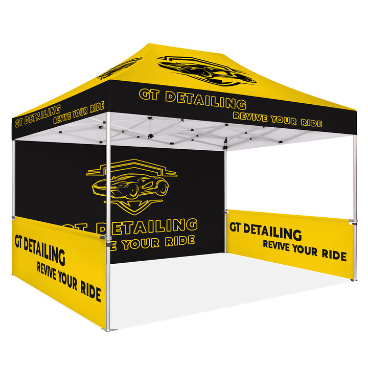 Custom Printed Canopy Tent with Full Back Wall, Half Side Walls & Table Cover
