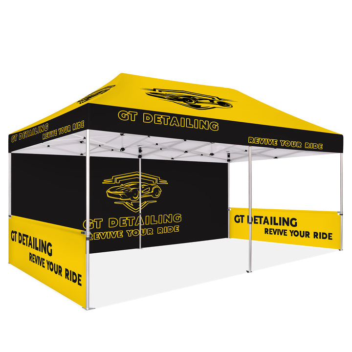 Custom Printed Canopy Tent with Full Back Wall, Half Side Walls & Table Cover
