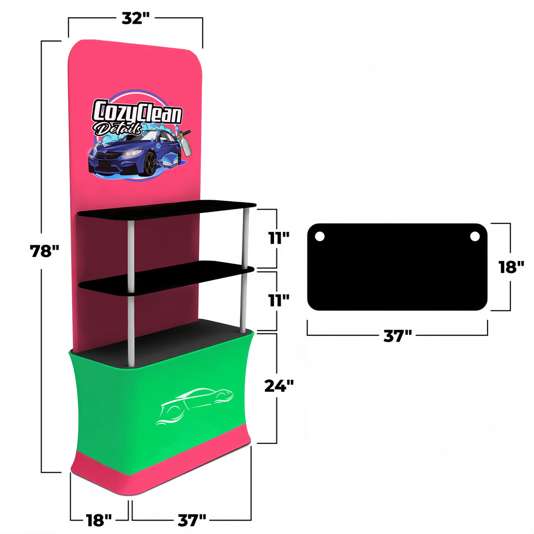 Custom Trade Show Shelving Display with Back Wall