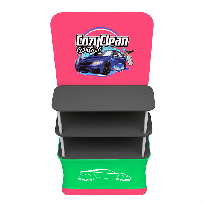 Custom Trade Show Shelving Display with Back Wall