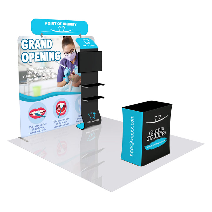 8FT Custom Trade Show Display with Waterfall Shelving