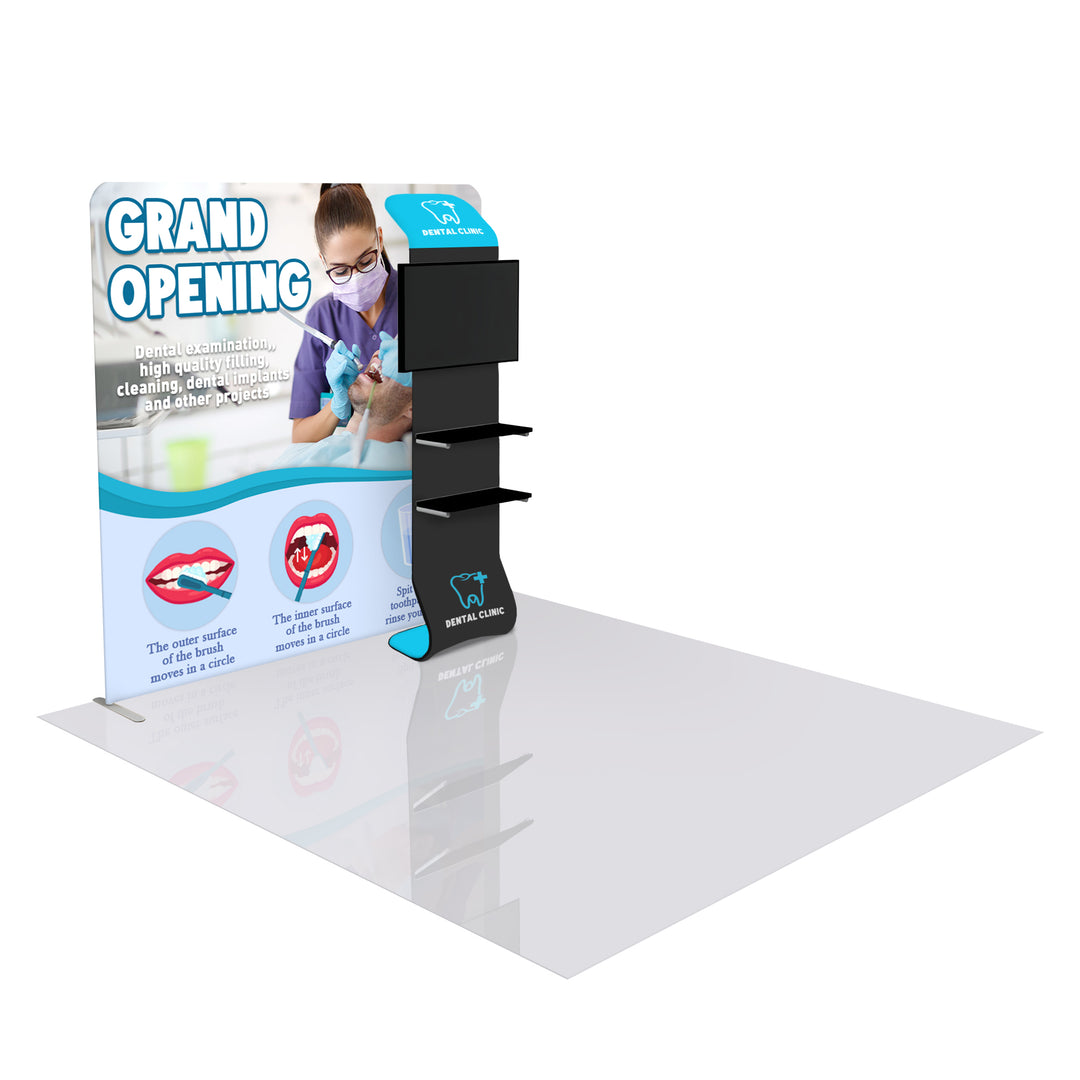 8FT Custom Trade Show Display with Waterfall Shelving