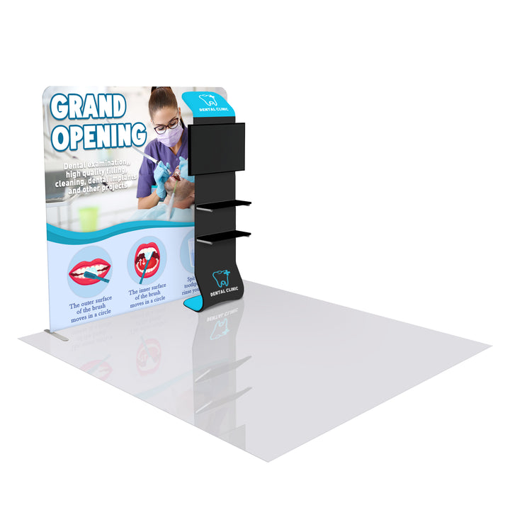 8FT Custom Trade Show Display with Waterfall Shelving