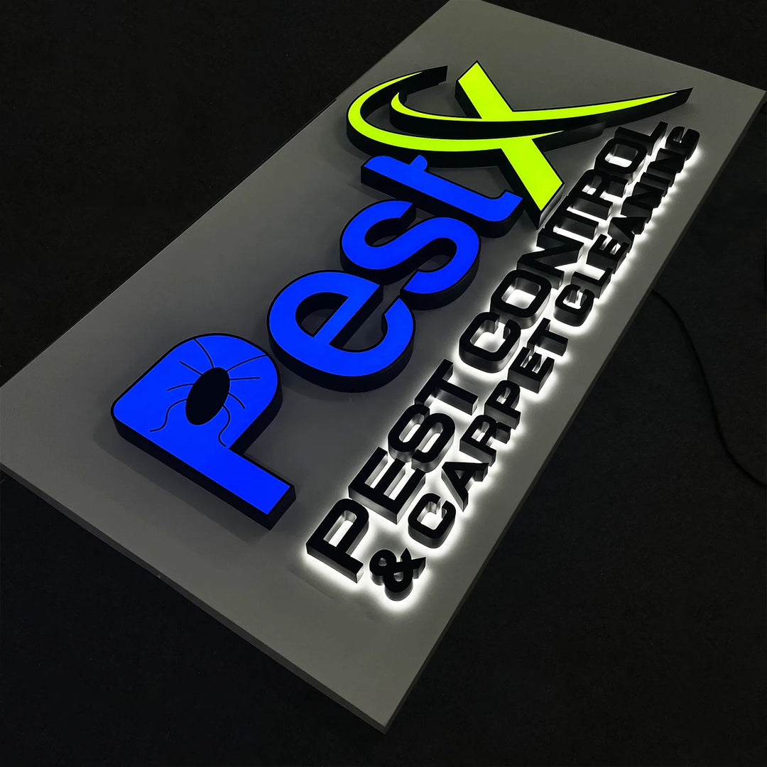 Custom Double-Sided 3D Acrylic Logo Sign - Front-Lit LED Business Sign for Storefronts