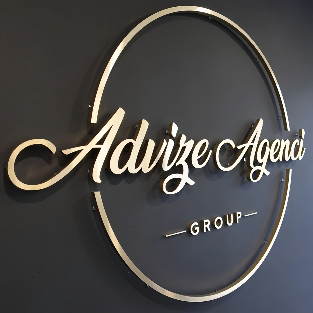 Custom 3D Metal Wall Sign - Non-Illuminated Stainless Steel Logo for Offices & Retail Stores