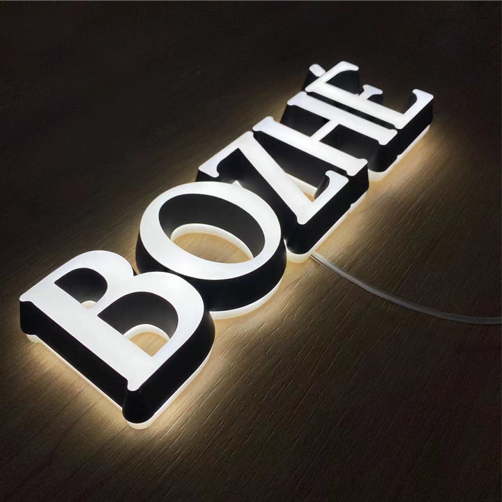 Customizable Front-Lit 3D Acrylic Logo Sign - Double-Sided Illuminated Advertising Sign for Business, Storefront, and Outdoor Use