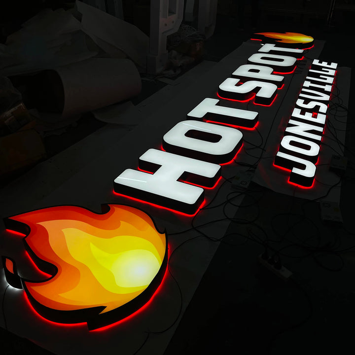 Custom Double-Sided 3D Acrylic Logo Sign - Front-Lit LED Business Sign for Storefronts