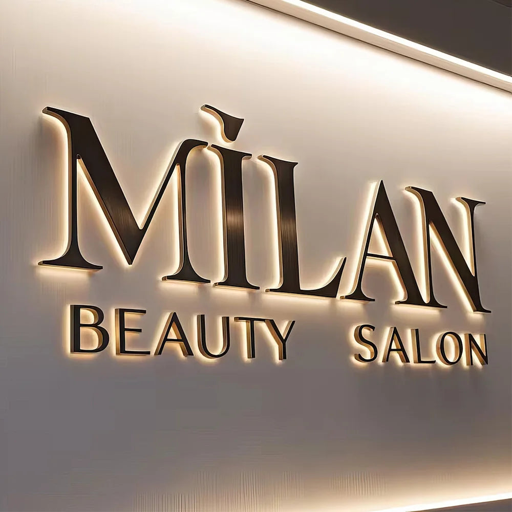 Customizable 3D LED Backlit Sign - Professional Business Sign for Cafes & Boutiques