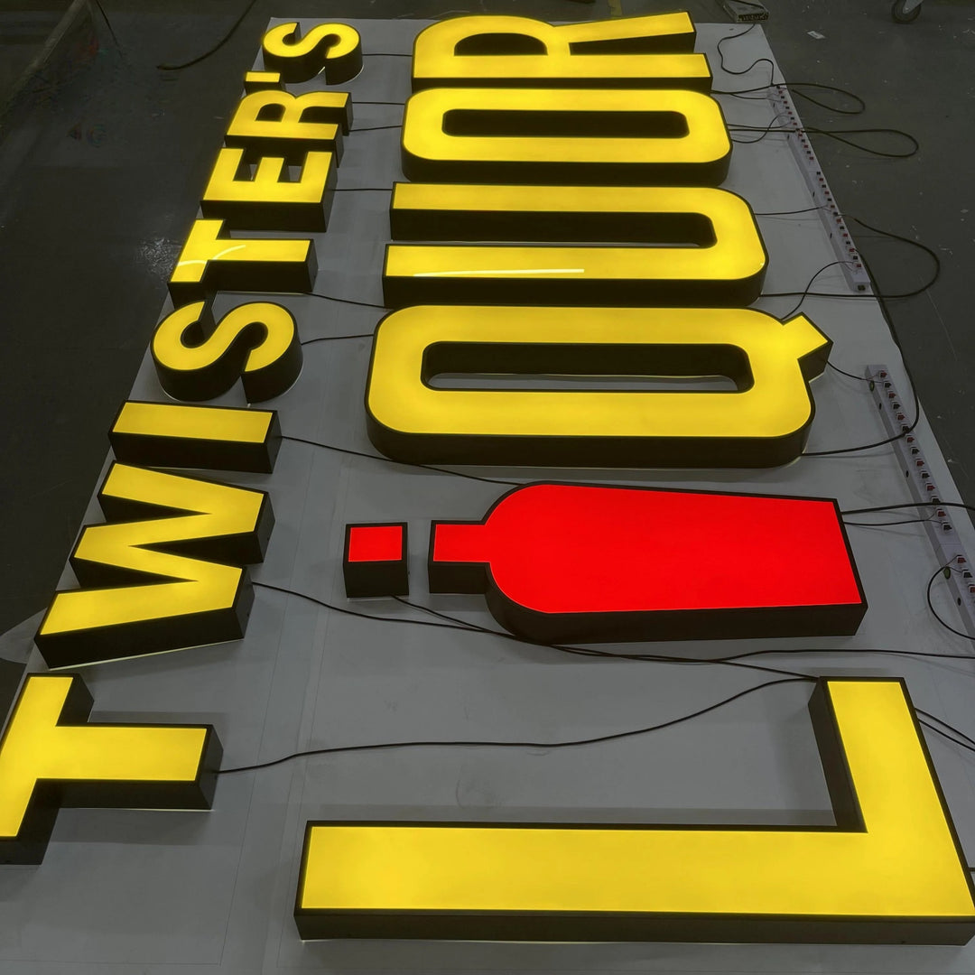 Custom Double-Sided 3D Acrylic Logo Sign - Front-Lit LED Business Sign for Storefronts