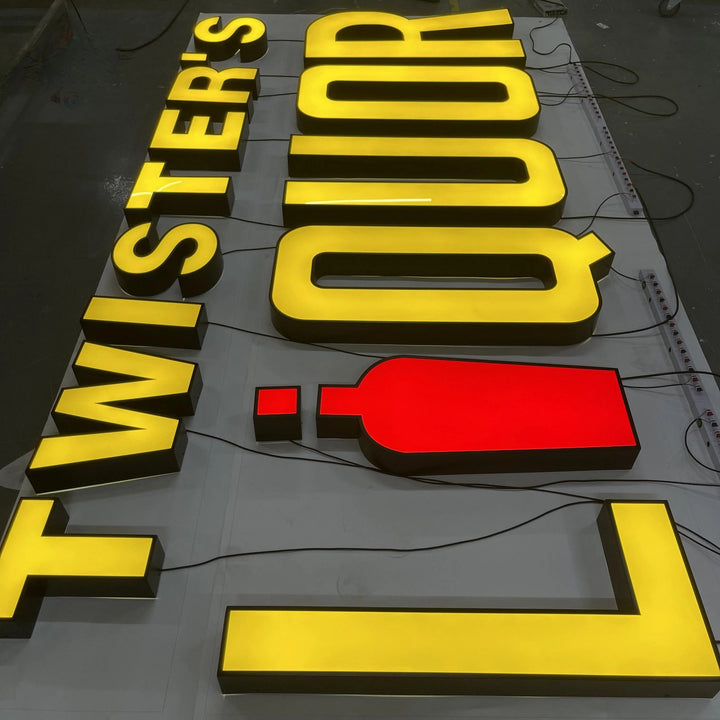 Custom Double-Sided 3D Acrylic Logo Sign - Front-Lit LED Business Sign for Storefronts